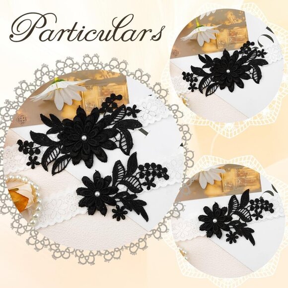 🆕Women Black Garters Bride Wedding Garter Thigh Wedding Garter Set for Brid - Picture 4 of 6